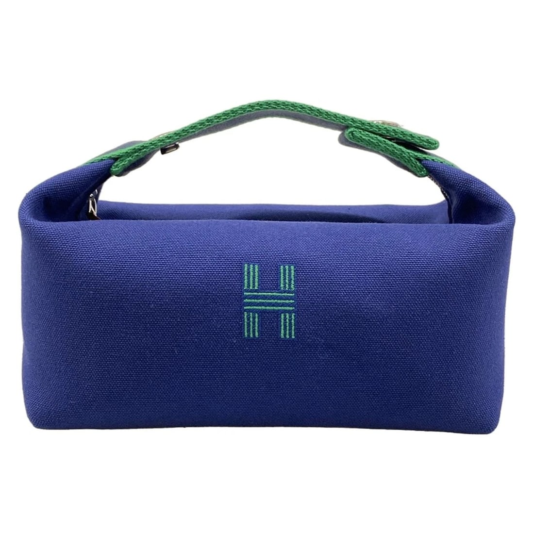 HERMES BRIDE A BRAC PM BLUE GREEN CANVAS HANDBAG: HERMES Bride a Brac PM Blue Green Canvas Handbag Brand: HERMES Type/Style: Handbag Material: Exterior Material Canvas Color: Exterior Color Blue, Green Size: Height : 3.74 inch (9.5 cm) Width : 8.27 i