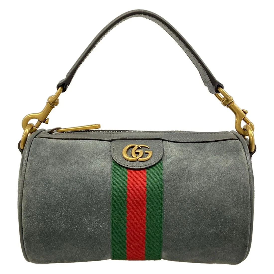 GUCCI OPHIDIA GRAY GREEN RED LEATHER SUEDE HANDBAG (1 of 9)