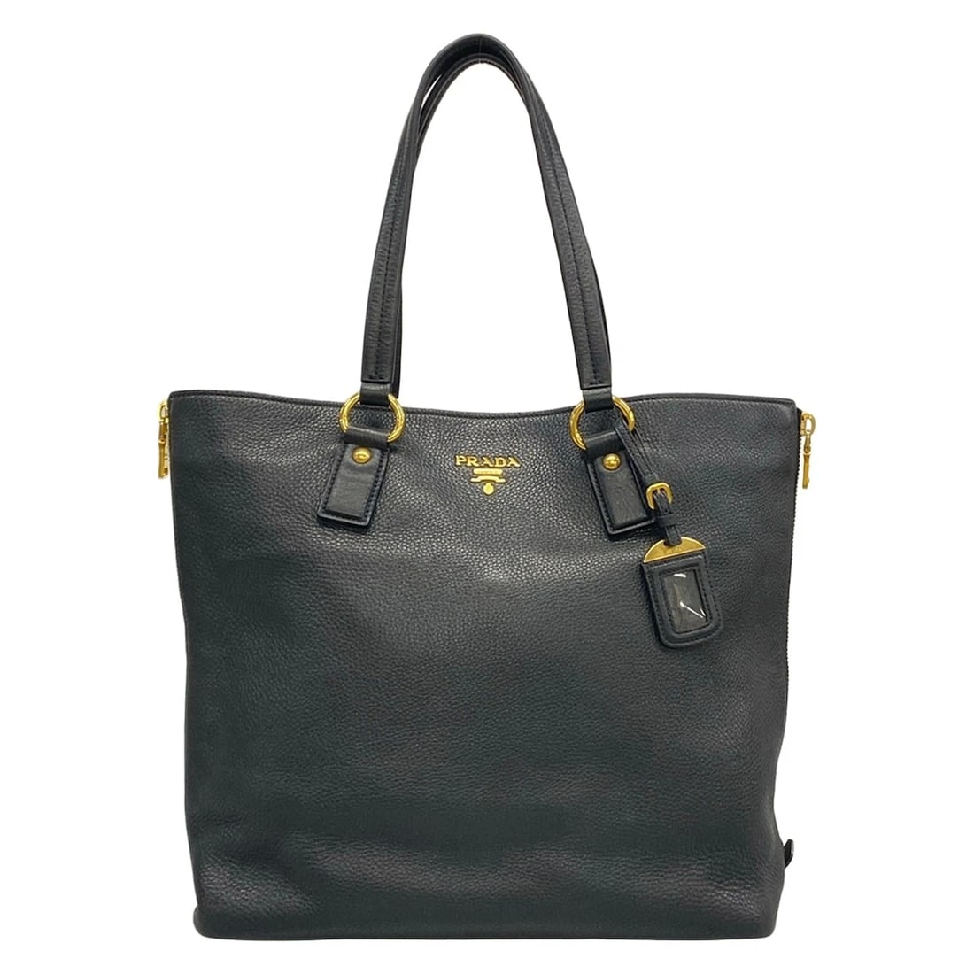 PRADA BR BLACK VITELLO DAINO LEATHER TOTE BAG (1 of 10)