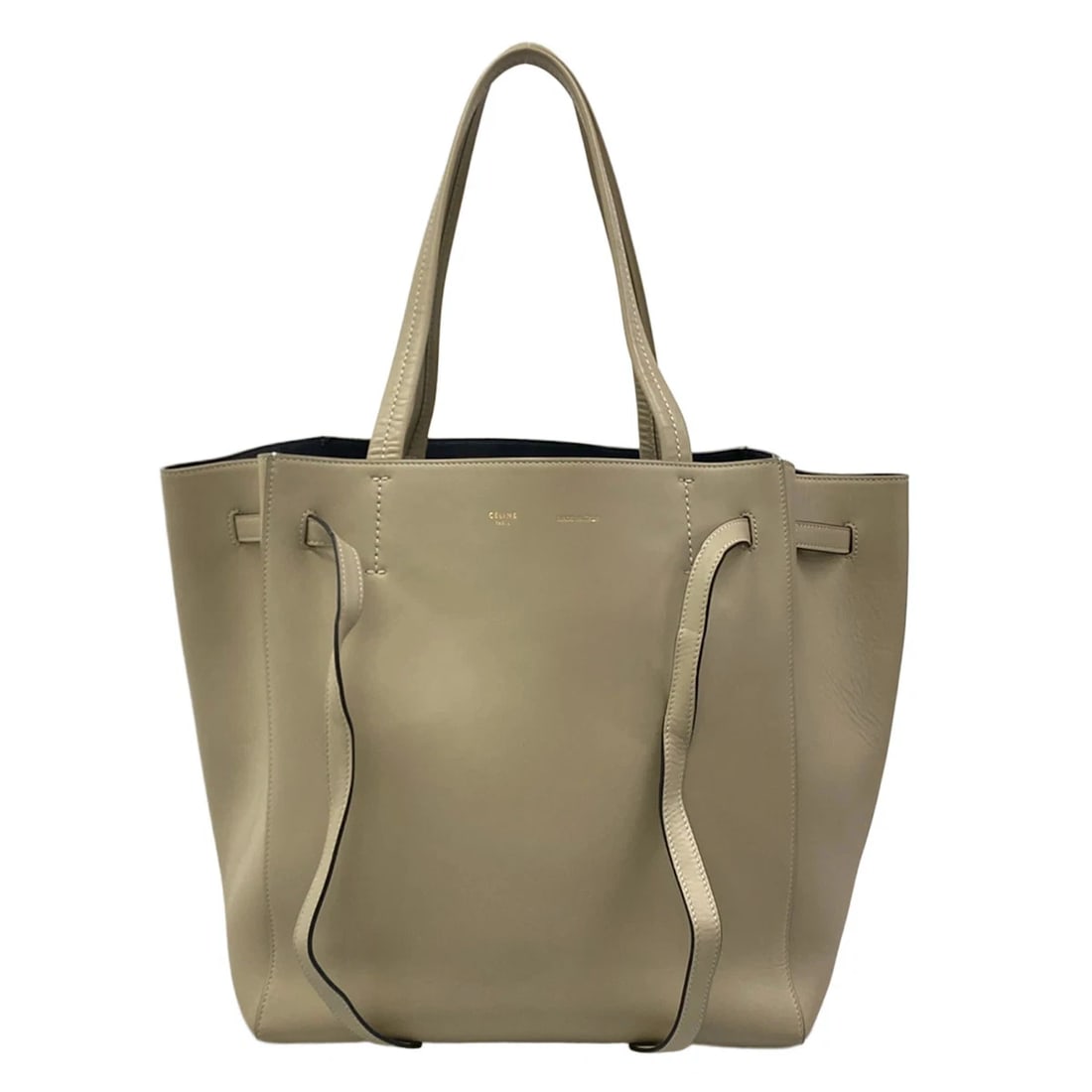 CELINE CABAS PHANTOM SMALL WITH BELT BEIGE LEATHERTOTE BAG: CELINE Cabas Phantom Small With Belt Beige LeatherTote Bag Brand: CELINE Type/Style: Tote Bag Material: Exterior Material Leather Color: Exterior Color Beige Size: Height : 11.22 inch (28.5 cm) Width 