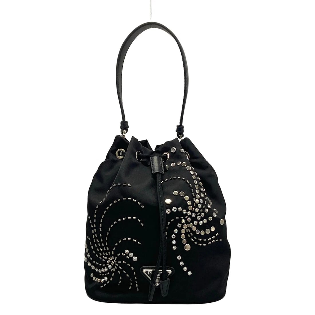 PRADA BLACK NYLON LEATHER HANDBAG: PRADA Black Nylon Leather Handbag Brand: PRADA Type/Style: Handbag Material: Exterior Material Nylon, Leather Color: Exterior Color Black Size: Height : 7.48 inch (19 cm) Width : 6.5 inch (16.5 cm) De