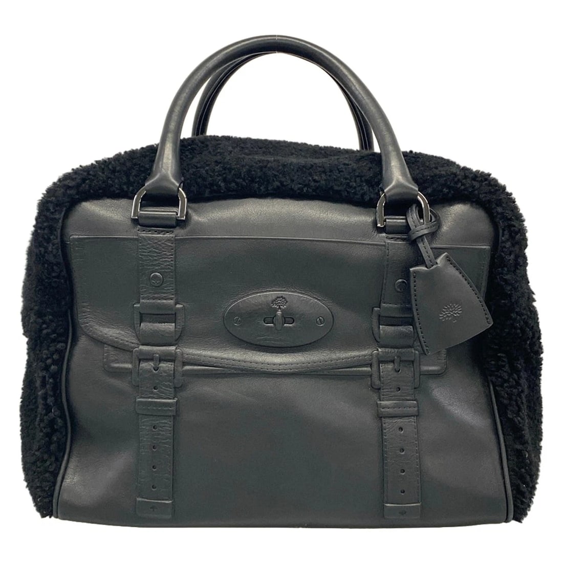 MULBERRY MAISY CLIPPERBLACK LEATHER MOUTON HANDBAG (1 of 10)