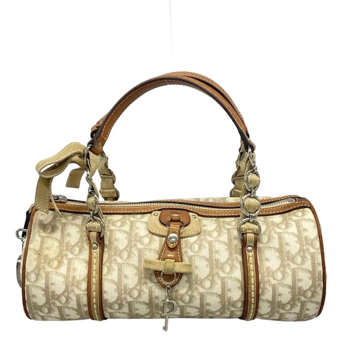 DIOR/CHRISTIAN CREAM BEIGE BROWN PVC LEATHER SUEDE: DIOR/Christian Cream Beige Brown PVC Leather Suede Brand: DIOR/ChristianDior Type/Style: Handbag Material: Exterior Material PVC, Leather, Suede Color: Exterior Color Cream, Beige, Brown Size: Height 