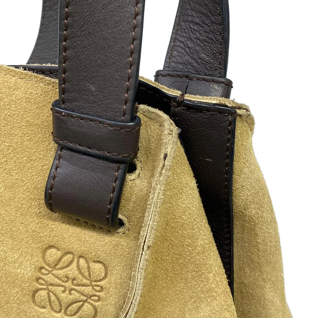 LOEWE HAMMOCK DRAWSTRING BAG MEDIUM BEIGE DARK BROWN - 11