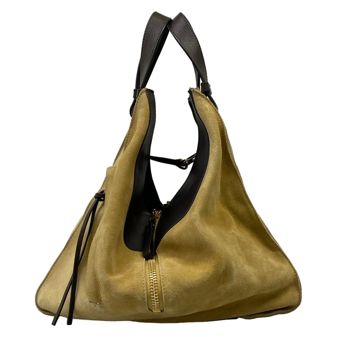 LOEWE HAMMOCK DRAWSTRING BAG MEDIUM BEIGE DARK BROWN - 4