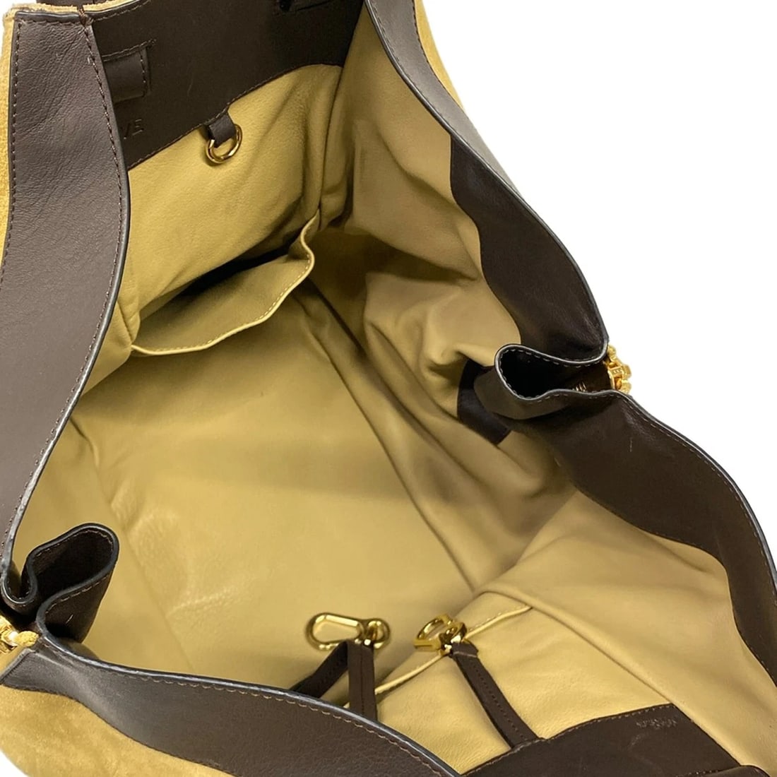 LOEWE HAMMOCK DRAWSTRING BAG MEDIUM BEIGE DARK BROWN - 7
