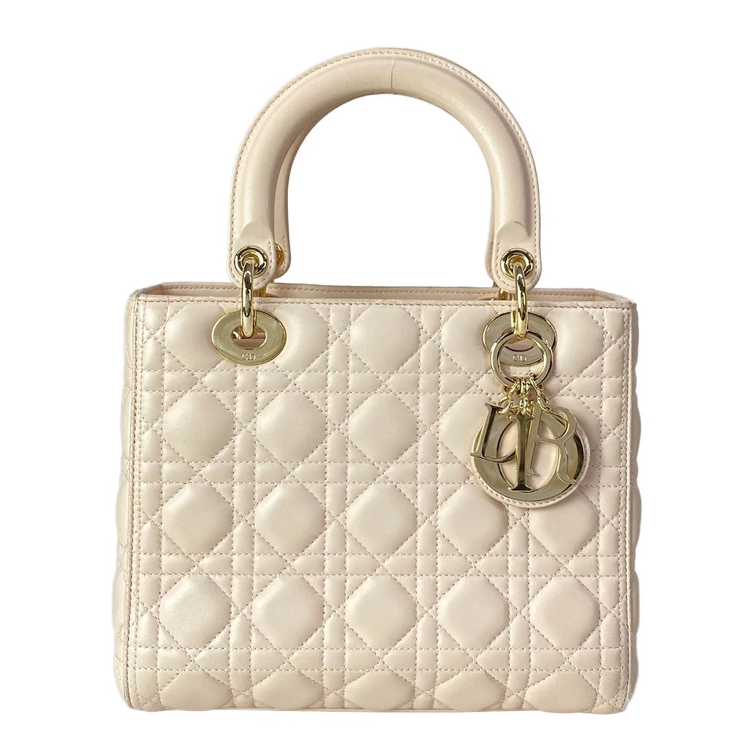 DIOR/CHRISTIAN MEDIUM BAGLIGHT PINK LAMBSKIN HANDBAG (1 of 9)