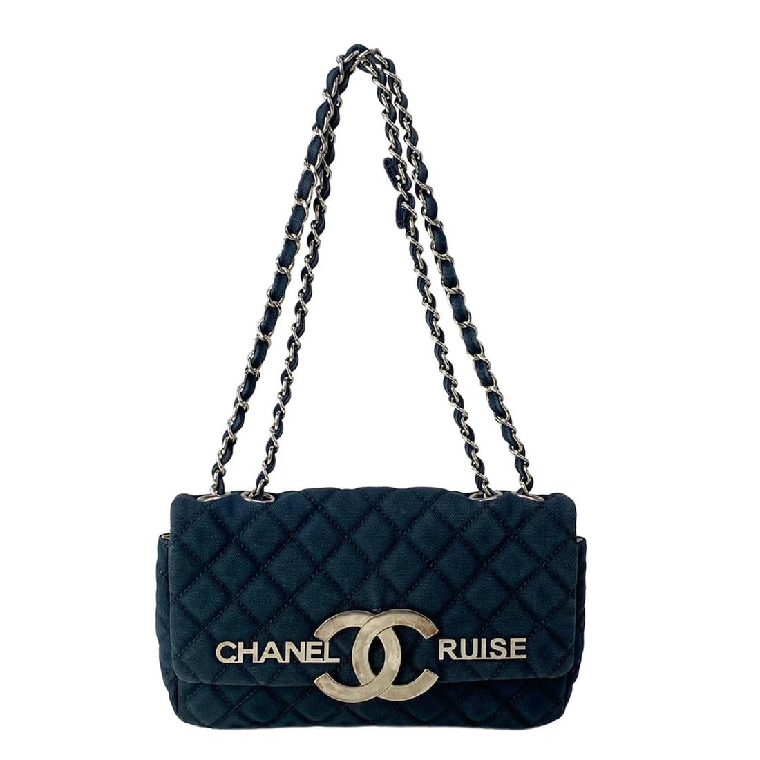CHANEL MATELASS/CRUISE LINE DARK NAVY CANVAS SHOULDER BAG: CHANEL Matelass Cruise Line Dark Navy Canvas Shoulder Bag Brand: CHANEL Type/Style: Shoulder Bag Material: Exterior Material Canvas Color: Exterior Color Dark Navy Size: Height : 6.1 inch (15.5 cm) Wi