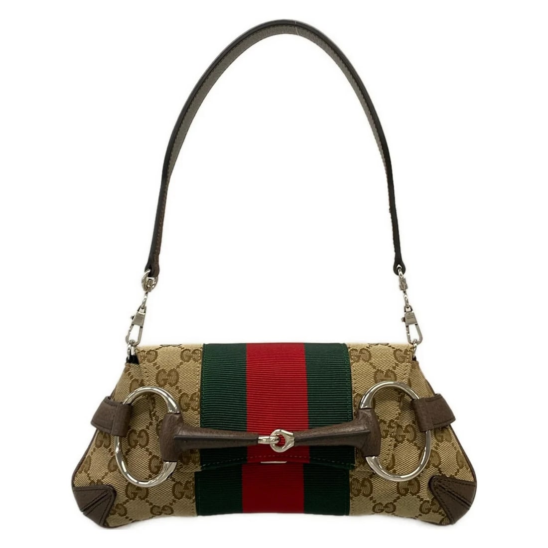 GUCCI HORSEBIT, GG PATTERN, SHERRY BEIGE DARK BROWN: GUCCI Horsebit, GG pattern, sherry Beige Dark Brown Brand: GUCCI Type/Style: Shoulder Bag Material: Exterior Material Jacquard, Leather Color: Exterior Color Beige, Dark Brown, Multi Size: Height : 4.