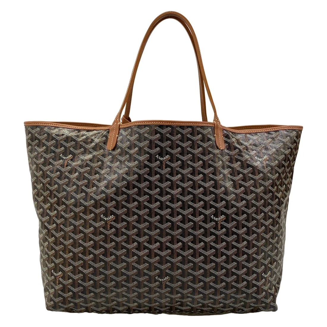 GOYARD SAINT LOUIS GM BLACK BROWN COATED CANVAS LEATHER TOTE BAG: GOYARD Saint Louis GM Black Brown Coated Canvas Leather Tote Bag Brand: GOYARD Type/Style: Tote Bag Material: Exterior Material Coated Canvas, Leather Color: Exterior Color Black, Brown Size: Height :