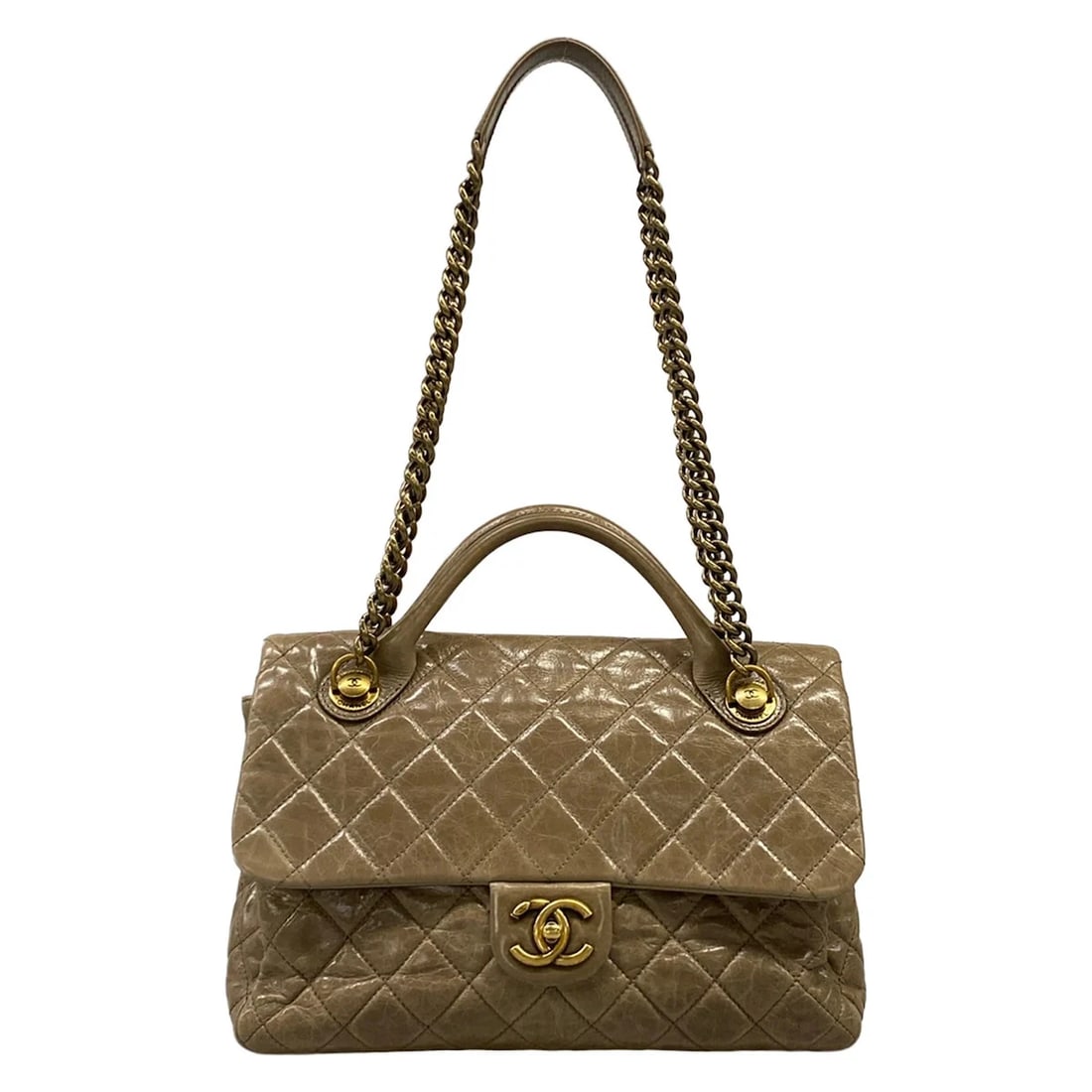 CHANEL MATELASSE BEIGE CALFSKIN SHOULDER BAG: CHANEL Matelasse Beige Calfskin Shoulder Bag Brand: CHANEL Type/Style: Shoulder Bag Material: Exterior Material Calfskin Color: Exterior Color Beige Size: Height : 8.27 inch (21 cm) Width : 11.42 inch