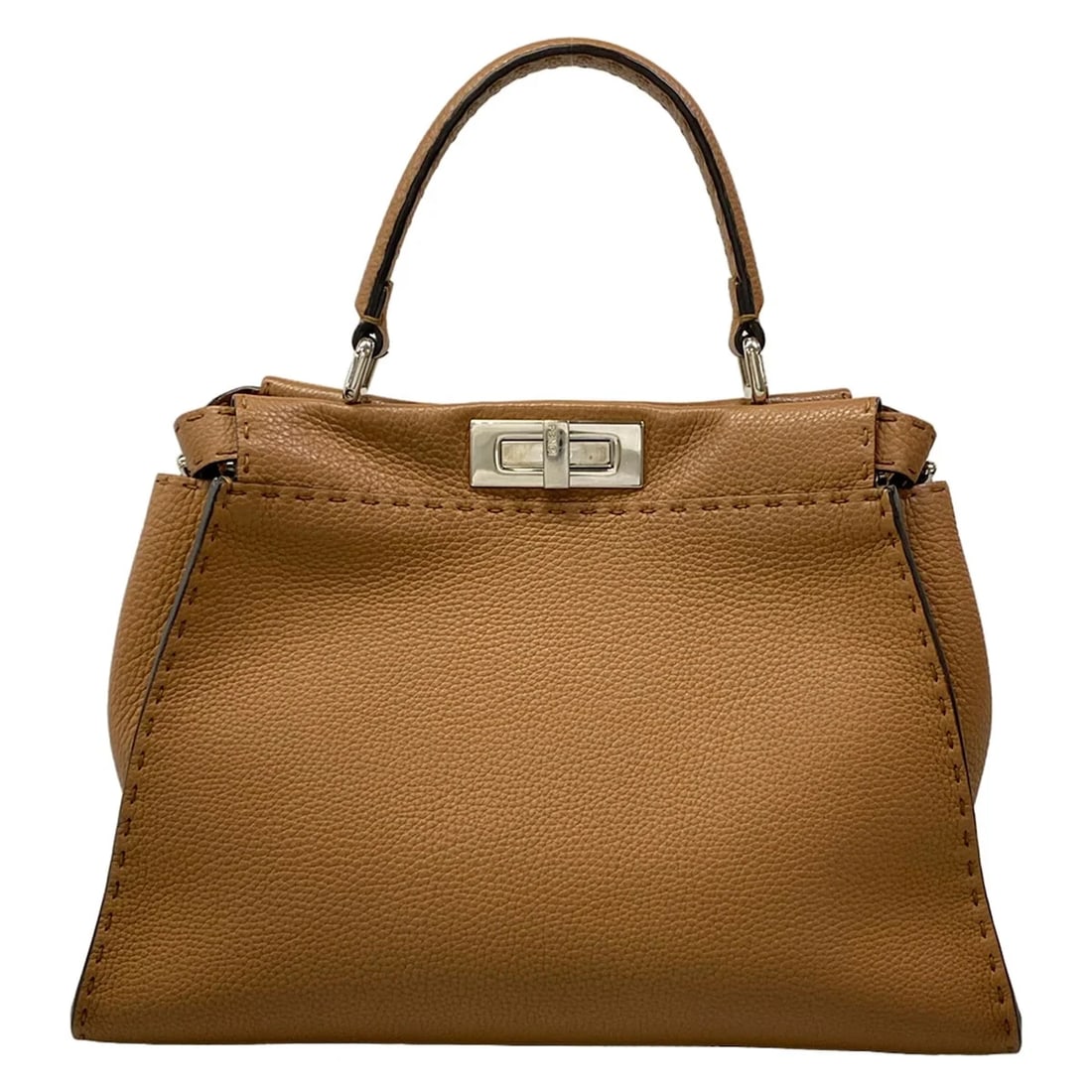 FENDI PEEKABOO ICONIC MEDIUM/SELLERIA LIGHT BROWN ROMAN LEATHER HANDBAG (1 of 10)