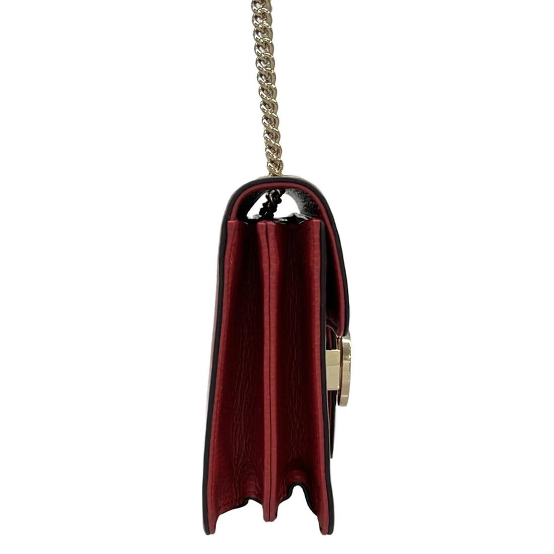 GUCCI INTERLOCKING RED LEATHER SHOULDER BAG - 2