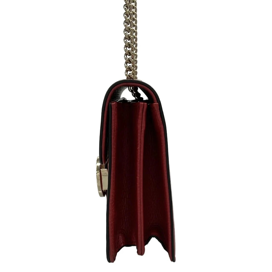 GUCCI INTERLOCKING RED LEATHER SHOULDER BAG - 4