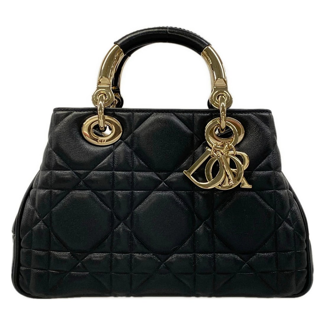 DIOR/CHRISTIANDIOR LADY SMALL BLACK LEATHER HANDBAG: DIOR/ChristianDior Lady Small Black Leather Handbag Brand: DIOR/ChristianDior Type/Style: Handbag Material: Exterior Material Leather Color: Exterior Color Black Size: Height : 6.3 inch (16 cm) Width 