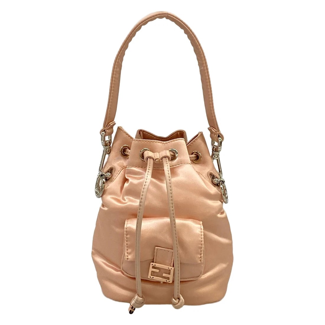 FENDI MINI MON TRESOR PINK BEIGE NYLON HANDBAG: FENDI Mini Mon Tresor Pink Beige Nylon Handbag Brand: FENDI Type/Style: Handbag Material: Exterior Material Nylon Color: Exterior Color Pink Beige Size: Height : 6.89 inch (17.5 cm) Width : 6.5 inch