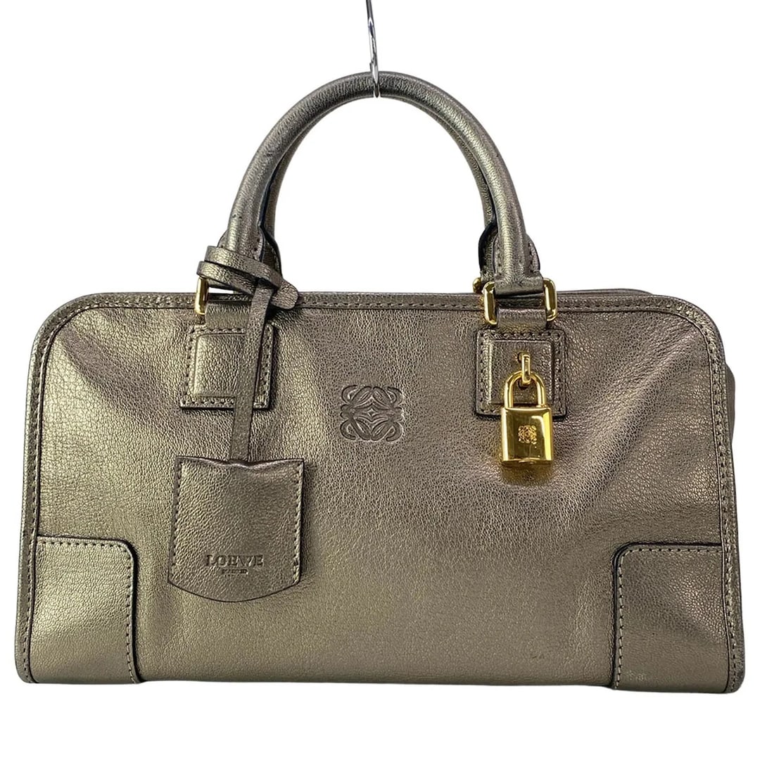 LOEWE AMAZONA 28GOLD LEATHER HANDBAG: LOEWE Amazona 28Gold Leather Handbag Brand: LOEWE Type/Style: Handbag Material: Exterior Material Leather Color: Exterior Color Gold Size: Height : 6.3 inch (16 cm) Width : 11.42 inch (29 cm) Depth : 