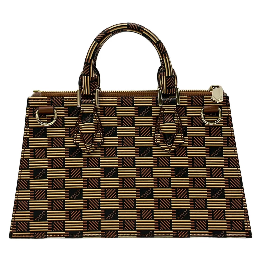 MOREAU BEIGE BROWN BLACK COATED CANVAS HANDBAG (1 of 7)