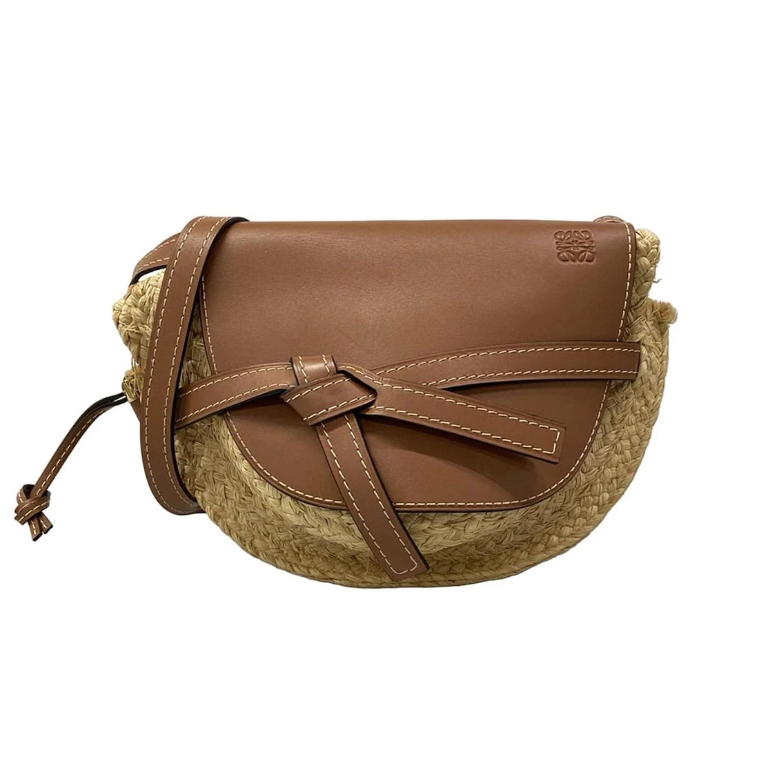 LOEWE GATE BAG (BEIGE) BROWN RAFFIA LEATHER: LOEWE Gate Bag (Beige) Brown Raffia Leather Brand: LOEWE Type/Style: Shoulder Bag Material: Exterior Material Raffia, Leather Color: Exterior Color Natural (Beige), Brown Size: Height : 8.27 inch (21 