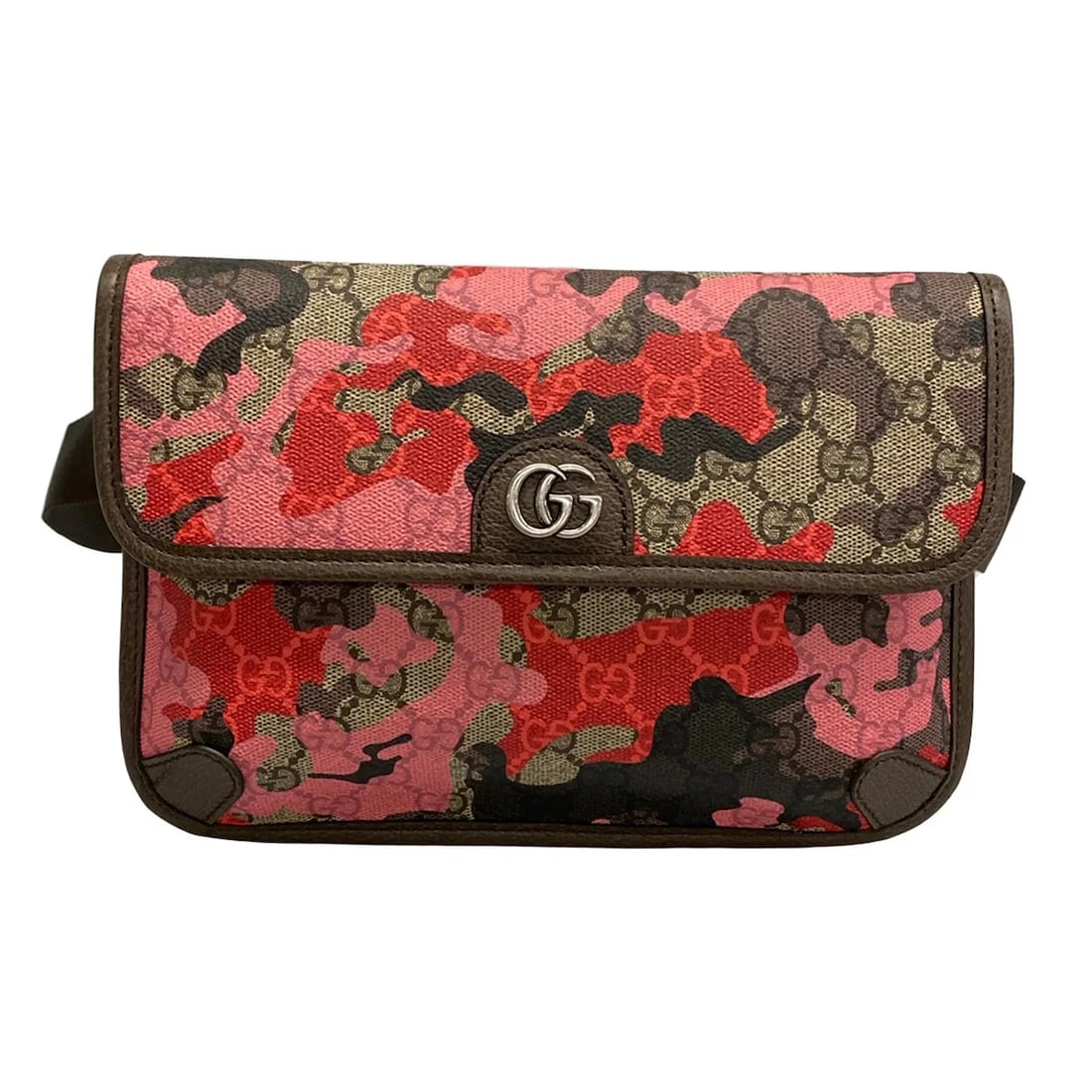 GUCCI BEIGE DARK BROWN RED PVC LEATHER BUM BAG: GUCCI Beige Dark Brown Red PVC Leather Bum Bag Brand: GUCCI Type/Style: Bum Bag Material: Exterior Material PVC, Leather Color: Exterior Color Beige, Dark Brown, Red Size: Height : 6.69 inch (17 cm) W