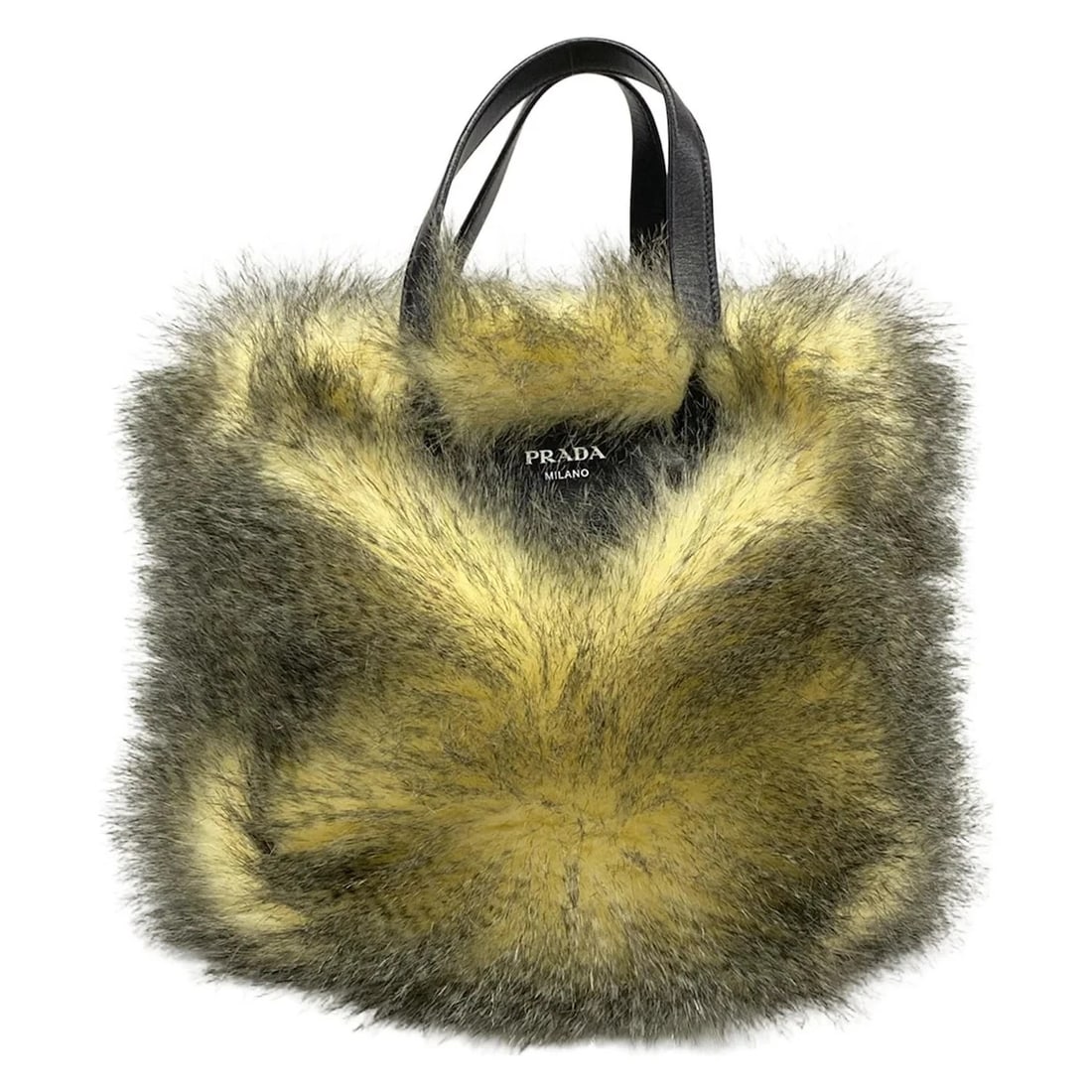 PRADA CREAM BLACK FAKE FUR LEATHER TOTE BAG: PRADA Cream Black Fake Fur Leather Tote Bag Brand: PRADA Type/Style: Tote Bag Material: Exterior Material Fake Fur, Leather Color: Exterior Color Cream, Black Size: Height : 10.63 inch (27 cm) Width :
