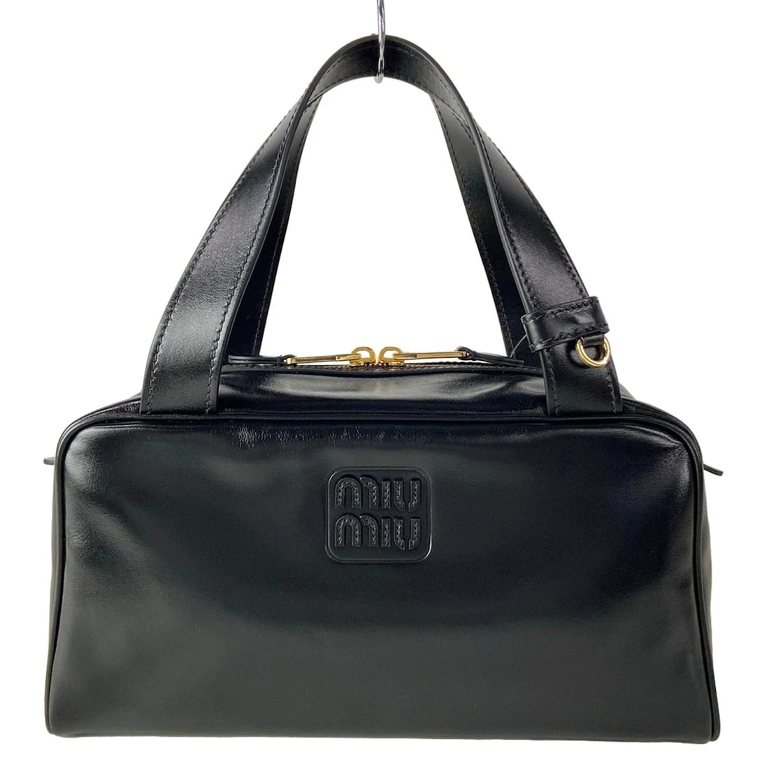 MIUMIU BLACK CALF LEATHER HANDBAG: miumiu Black Calf Leather Handbag Brand: miumiu Type/Style: Handbag Material: Exterior Material Calf Leather Color: Exterior Color Black Size: Height : 5.51 inch (14 cm) Width : 11.02 inch (28 cm) Dep