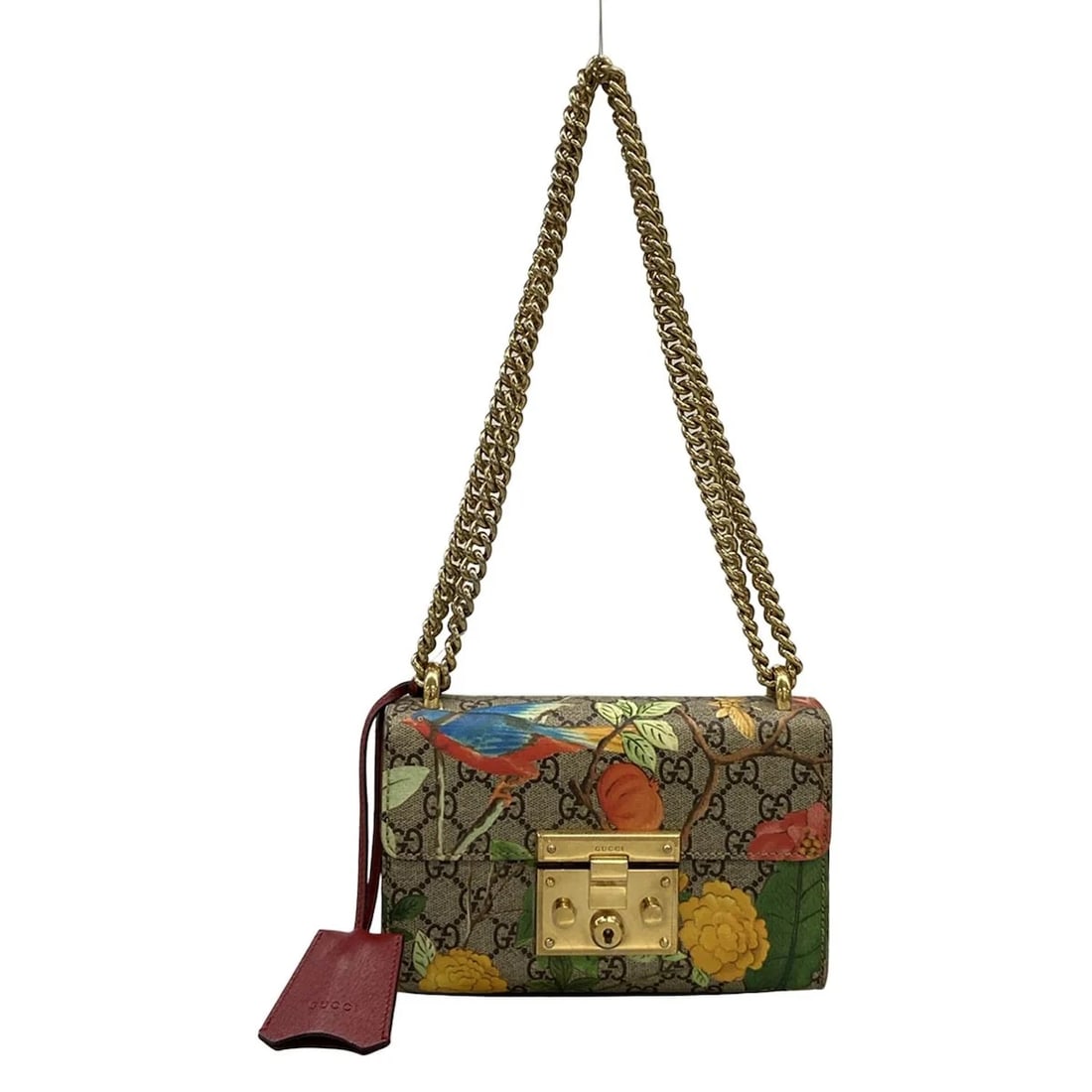 GUCCI PADLOCK SMALL/GUCCITIAN BEIGE DARK BROWN: GUCCI Padlock Small/Guccitian Beige Dark Brown Brand: GUCCI Type/Style: Shoulder Bag Material: Exterior Material PVC, Leather Color: Exterior Color Beige, Dark Brown, Multi Size: Height : 4.92 inch (1