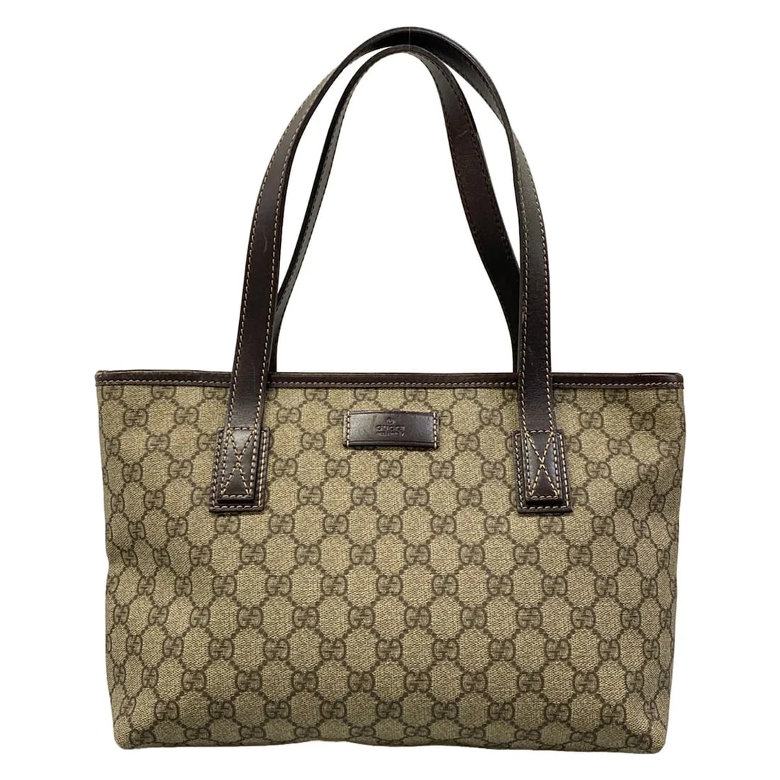 GUCCI DARK BROWN BEIGE PVC LEATHER SHOULDER BAG: GUCCI Dark Brown Beige PVC Leather Shoulder Bag Brand: GUCCI Type/Style: Shoulder Bag Material: Exterior Material PVC, Leather Color: Exterior Color Dark Brown, Beige Size: Height : 8.27 inch (21 cm) 