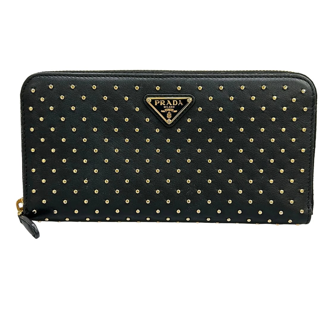 PRADA BLACK GOLD LEATHER LONG WALLET: PRADA Black Gold Leather Long Wallet Brand: PRADA Type/Style: Long Wallet Material: Exterior Material Leather Color: Exterior Color Black, Gold Size: Height : 4.13 inch (10.5 cm) Width : 7.87 inch (20