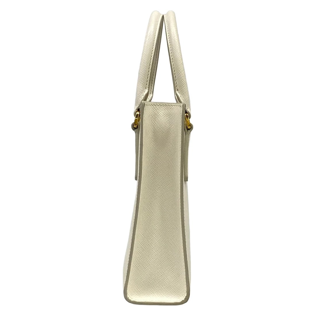 PRADA TRIANGLE LOGO WHITE LEATHER HANDBAG - 2
