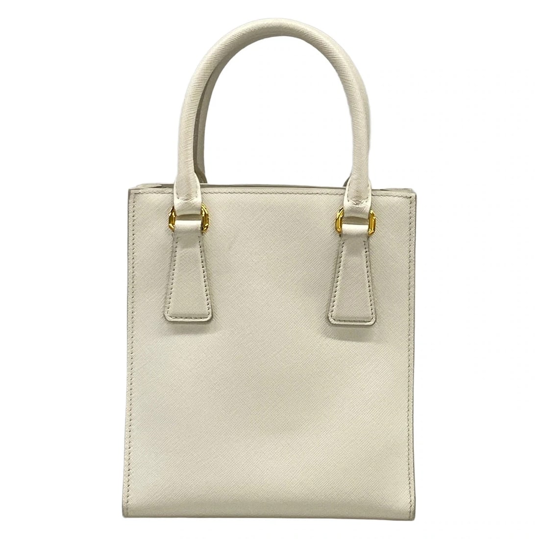 PRADA TRIANGLE LOGO WHITE LEATHER HANDBAG - 3