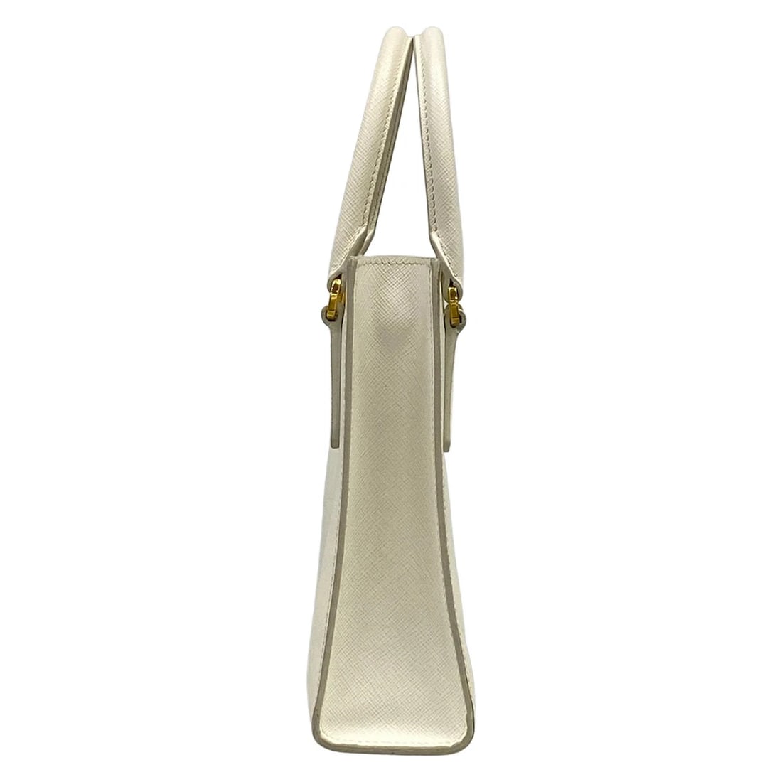 PRADA TRIANGLE LOGO WHITE LEATHER HANDBAG - 4