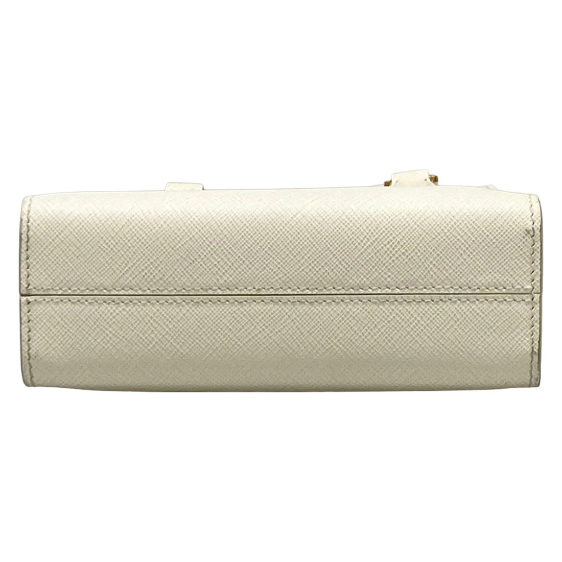 PRADA TRIANGLE LOGO WHITE LEATHER HANDBAG - 5