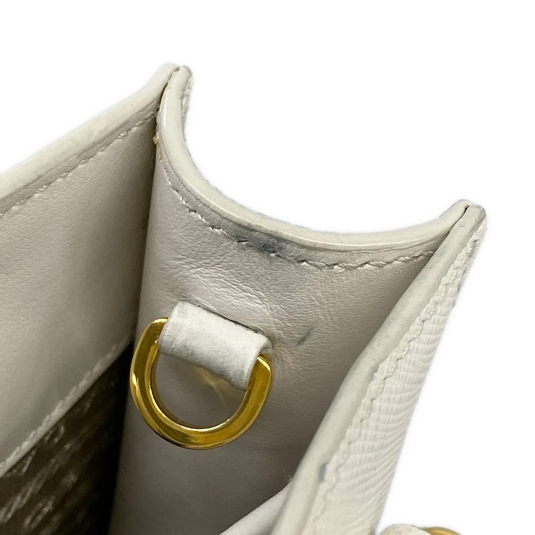 PRADA TRIANGLE LOGO WHITE LEATHER HANDBAG - 9