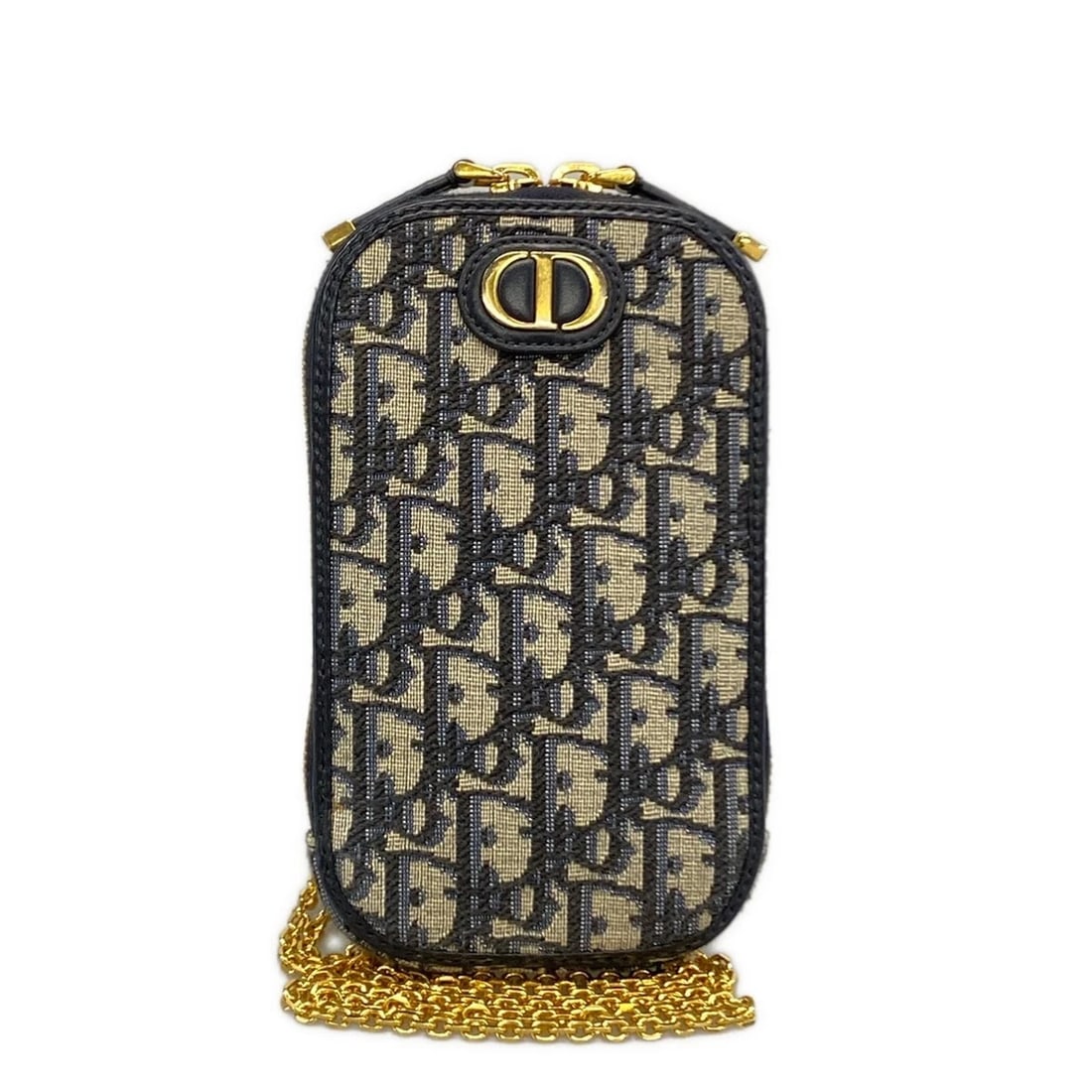 DIOR/CHRISTIANDIOR 30 MONTAIGNE COLIN DIOR PHONE HOLDER: DIOR/ChristianDior 30 Montaigne Colin Dior Phone Holder Brand: DIOR/ChristianDior Type/Style: Shoulder Bag Material: Exterior Material Jacquard, Leather Color: Exterior Color Navy, Beige Size: Height