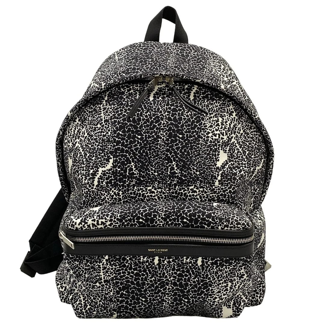 SAINT LAURENT PARIS CLASSIC HUNTER BACKPACK: SAINT LAURENT PARIS Classic Hunter Backpack Brand: SAINT LAURENT PARIS Type/Style: Backpack Material: Exterior Material Nylon Color: Exterior Color Black, White Size: Height : 16.54 inch (42 cm)