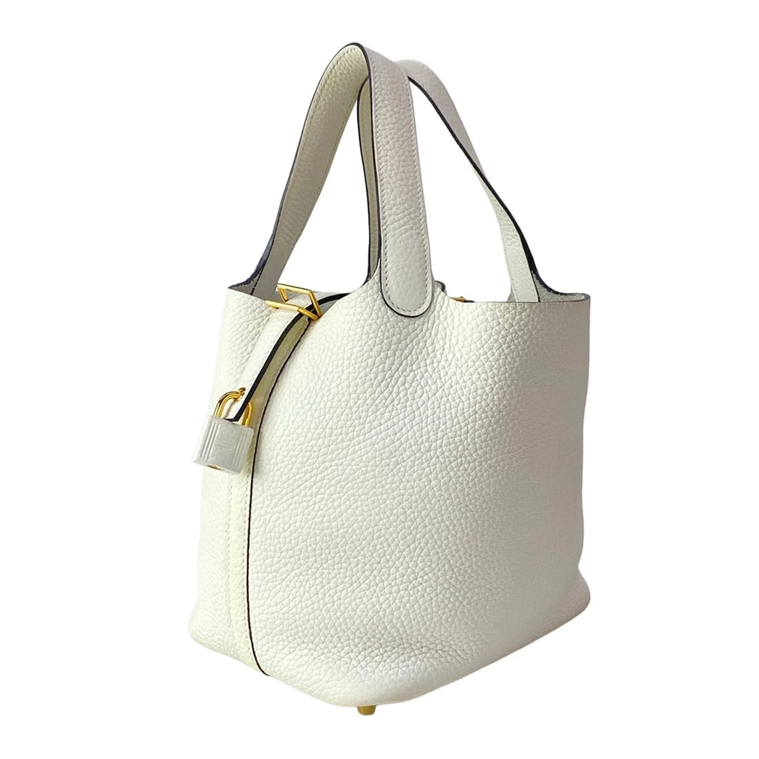 HERMES PICOTIN LOCK PM WHITE TAURILLON CLEMENCE HANDBAG: HERMES Picotin Lock PM white Taurillon Clemence Handbag Brand: HERMES Type/Style: Handbag Material: Exterior Material Taurillon Clemence Color: Exterior Color white Size: Height : 7.09 inch (18 cm)