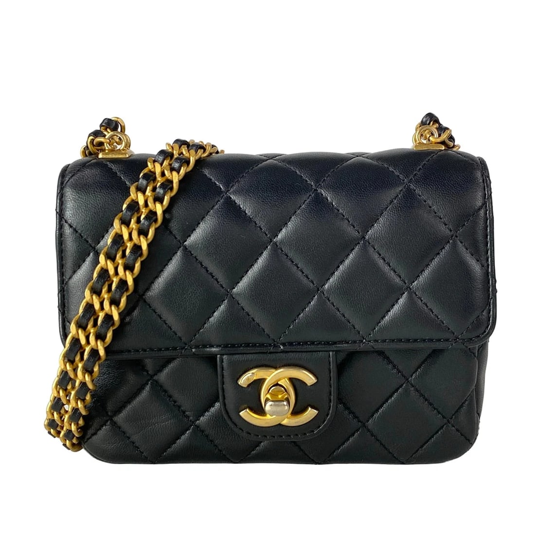 CHANEL MINI MATELASSE BLACK LAMBSKIN SHOULDER BAG: CHANEL Mini Matelasse Black Lambskin Shoulder Bag Brand: CHANEL Type/Style: Shoulder Bag Material: Exterior Material Lambskin Color: Exterior Color Black Size: Height : 4.92 inch (12.5 cm) Width :