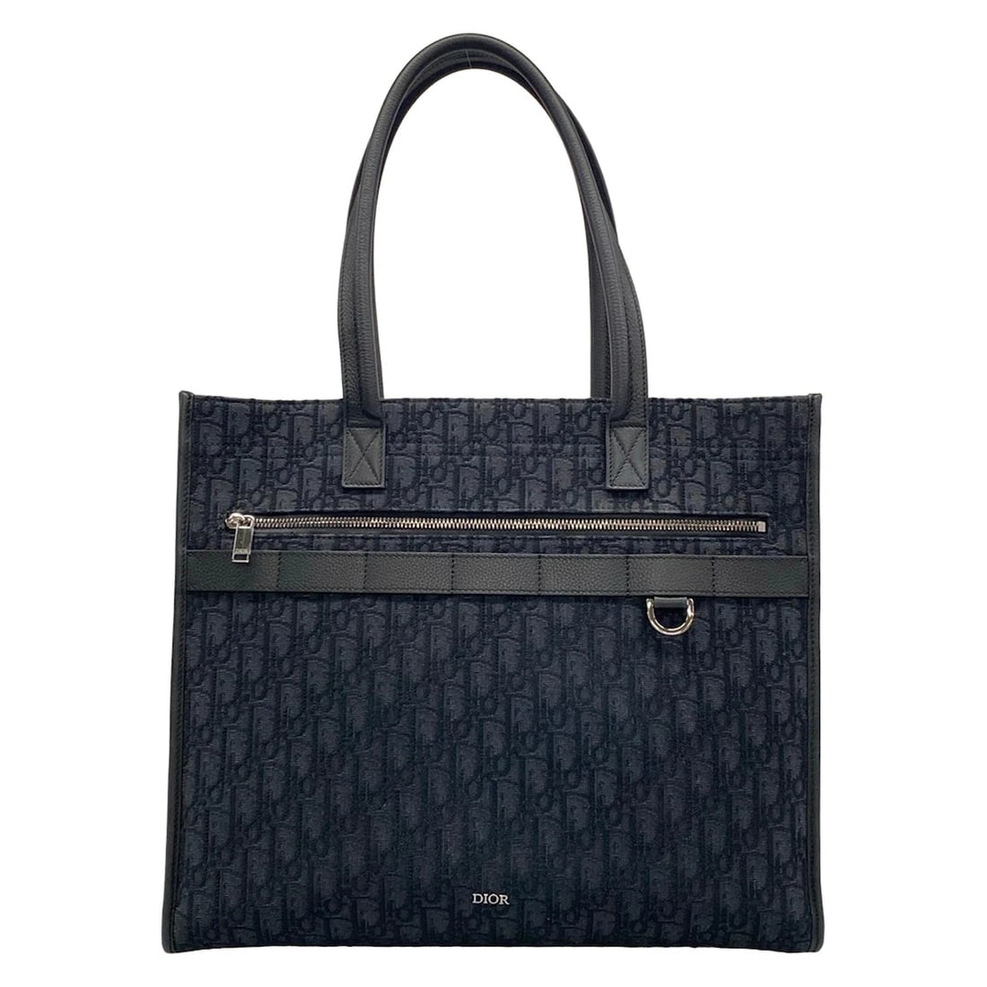 DIOR/CHRISTIAN SAFARINAVY BLACK JACQUARD LEATHER TOTE BAG: DIOR/Christian SafariNavy Black Jacquard Leather Tote Bag Brand: DIOR/ChristianDior Type/Style: Tote Bag Material: Exterior Material Jacquard, Leather Color: Exterior Color Navy, Black Size: Height : 