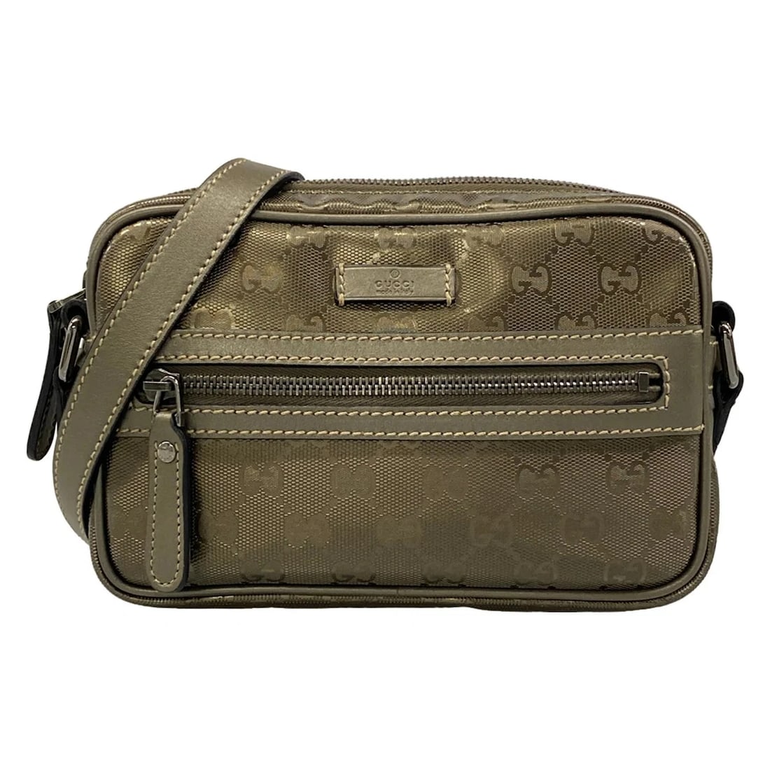 GUCCI IMPRIME KHAKI PVC LEATHER SHOULDER BAG (1 of 9)