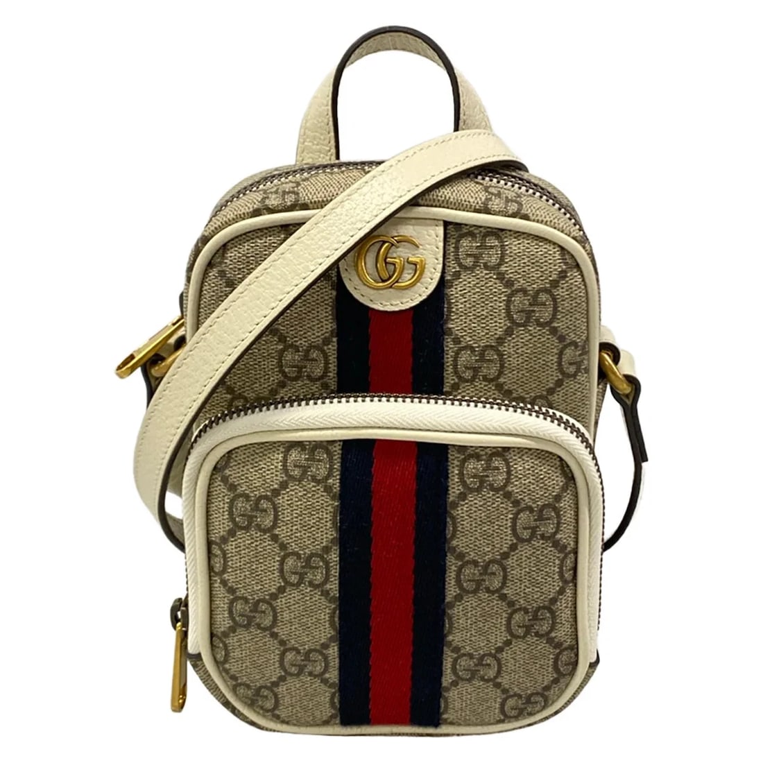 GUCCI OPHIDIA BEIGE WHITE MULTI PVC LEATHERSHOULDER BAG: GUCCI Ophidia Beige White Multi PVC LeatherShoulder Bag Brand: GUCCI Type/Style: Shoulder Bag Material: Exterior Material PVC, Leather Color: Exterior Color Beige, White, Multi Size: Height : 6.5 inch
