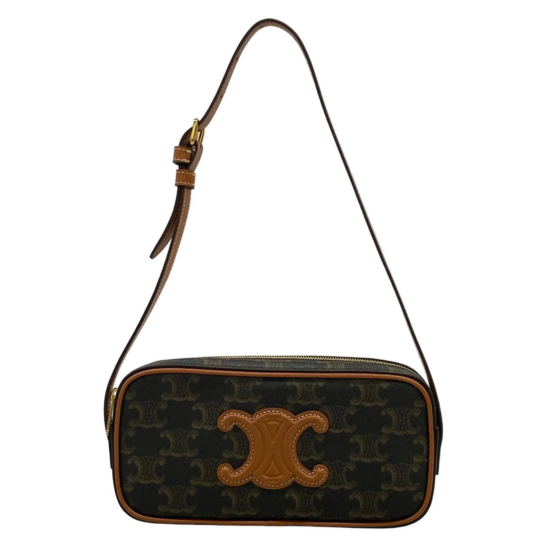 CELINE CUIR TRIONF MINI CAMERA BLACK BROWN TRIOMPHE CANVAS: CELINE Cuir Trionf mini camera Black Brown Triomphe Canvas Brand: CELINE Type/Style: Shoulder Bag Material: Exterior Material Triomphe Canvas, Calf Skin Color: Exterior Color Black, Brown Size: Height