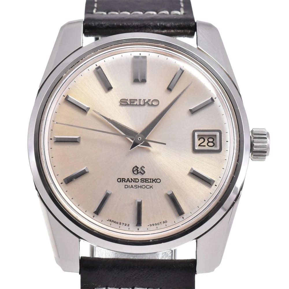SEIKO GRAND SEIKO DATE HAND WINDING MEN'S WATCH: SEIKO Grand Seiko Date Hand Winding Men's Watch Brand: SEIKO Type/Style: Wristwatch Material: Band Material leather, Case Material stainless steel Color: Band Color black, Dial Color Silver, Case