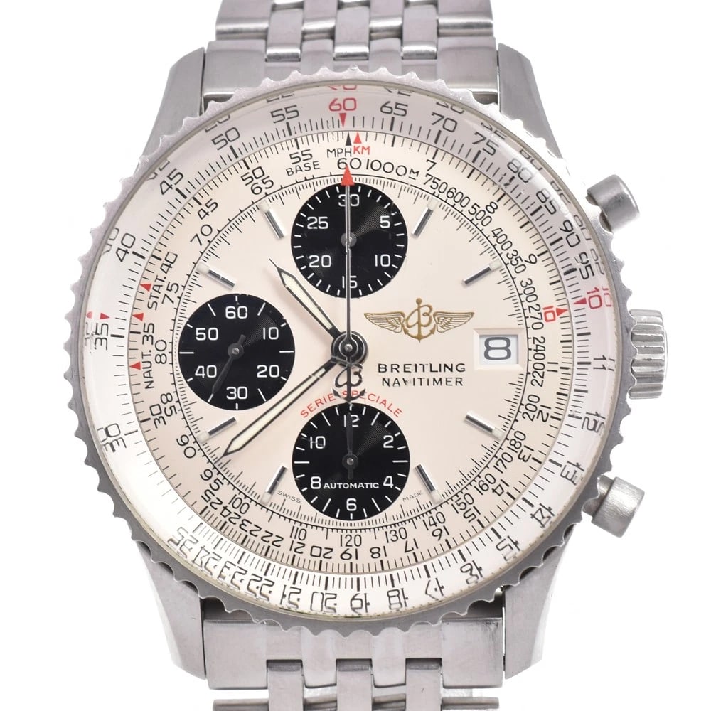 BREITLING NAVITIMER FIGHTERS CHRONOGRAPH AUTOMATIC MEN'S WATCH: BREITLING Navitimer Fighters Chronograph Automatic Men's Watch Brand: BREITLING Type/Style: Wristwatch Material: Band Material Stainless Steel, Case Material Stainless Steel Color: Band Color Silver, 