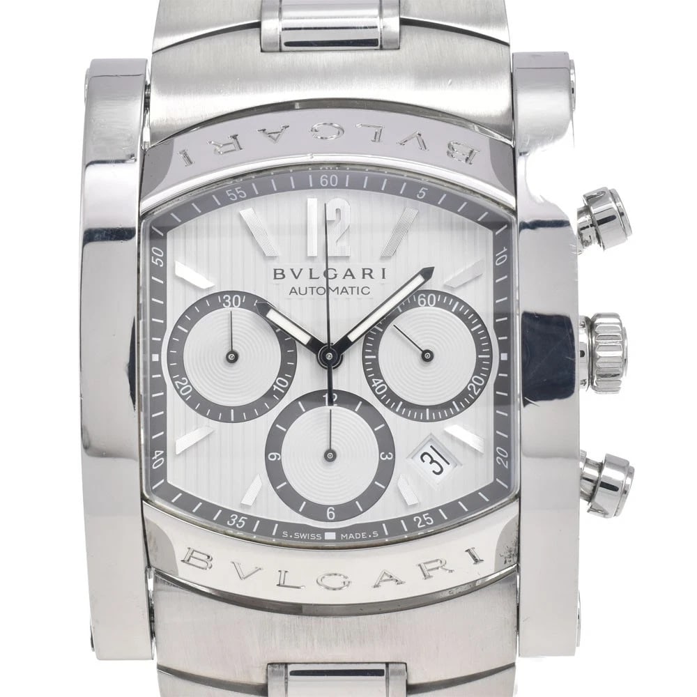 BVLGARI ASSIOMA CHRONOGRAPH DATE AUTOMATIC MEN'S WATCH: BVLGARI Assioma Chronograph Date Automatic Men's Watch Brand: BVLGARI Type/Style: Wristwatch Material: Band Material Stainless Steel, Case Material Stainless Steel Color: Band Color Silver, Dial Color