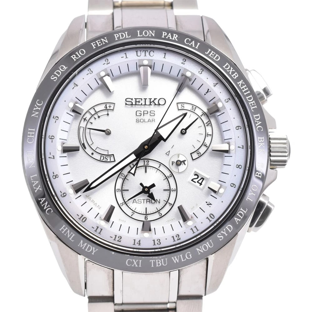 SEIKO ASTRON SOLAR MEN'S WATCH: SEIKO Astron Solar Men's Watch Brand: SEIKO Type/Style: Wristwatch Material: Band Material titanium, Case Material Titanium / ceramic Color: Band Color Silver, Dial Color Silver, Case Color Silver