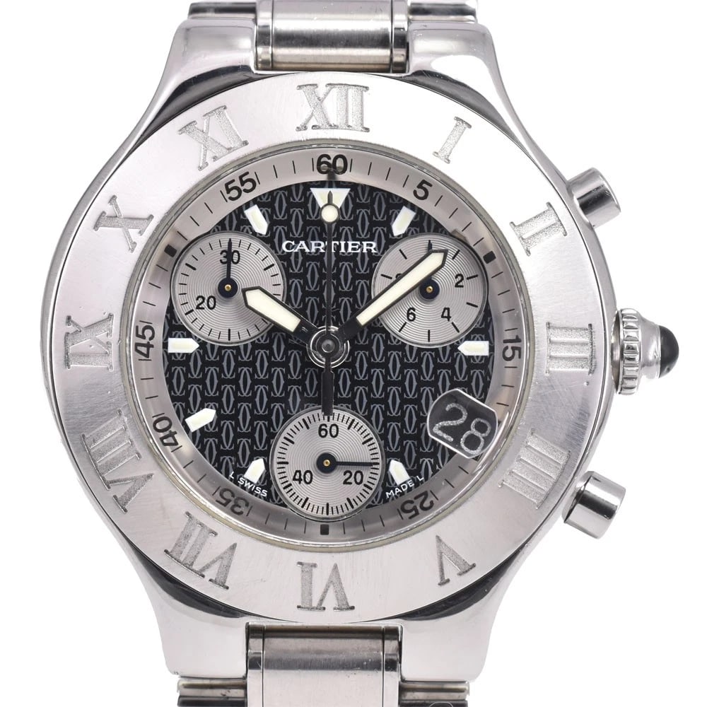 CARTIER MUST21 CHRONOGRAPH DATE QUARTZ MEN'S WATCH: CARTIER Must21 Chronograph Date Quartz Men's Watch Brand: CARTIER Type/Style: Wristwatch Material: Band Material Stainless Steel, Case Material Stainless Steel Color: Band Color Silver, Dial Color