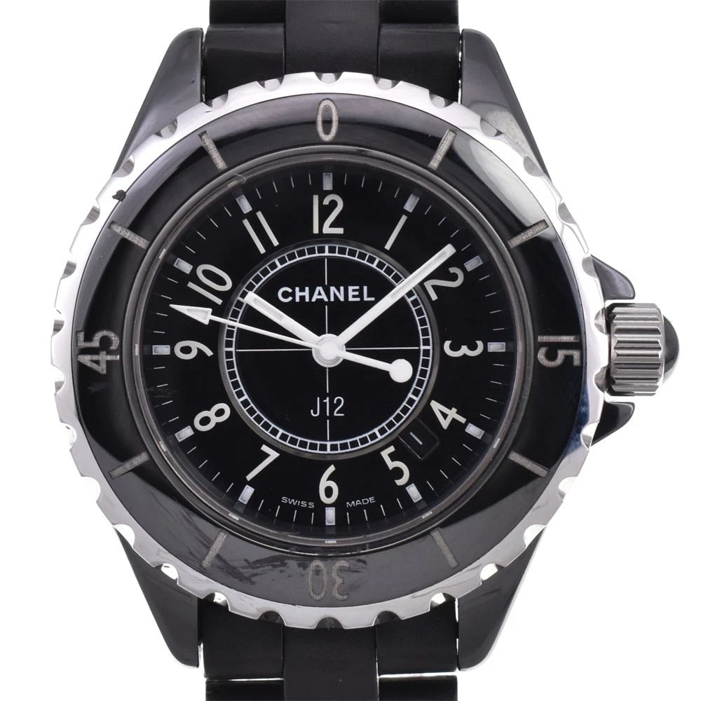 CHANEL J12 CERAMIC / RUBBER BLACK DIAL QUARTZ LADIES WATCH: CHANEL J12 Ceramic / rubber black Dial Quartz Ladies Watch Brand: CHANEL Type/Style: Wristwatch Material: Band Material rubber, Case Material ceramic Color: Band Color black, Dial Color black, Case Co