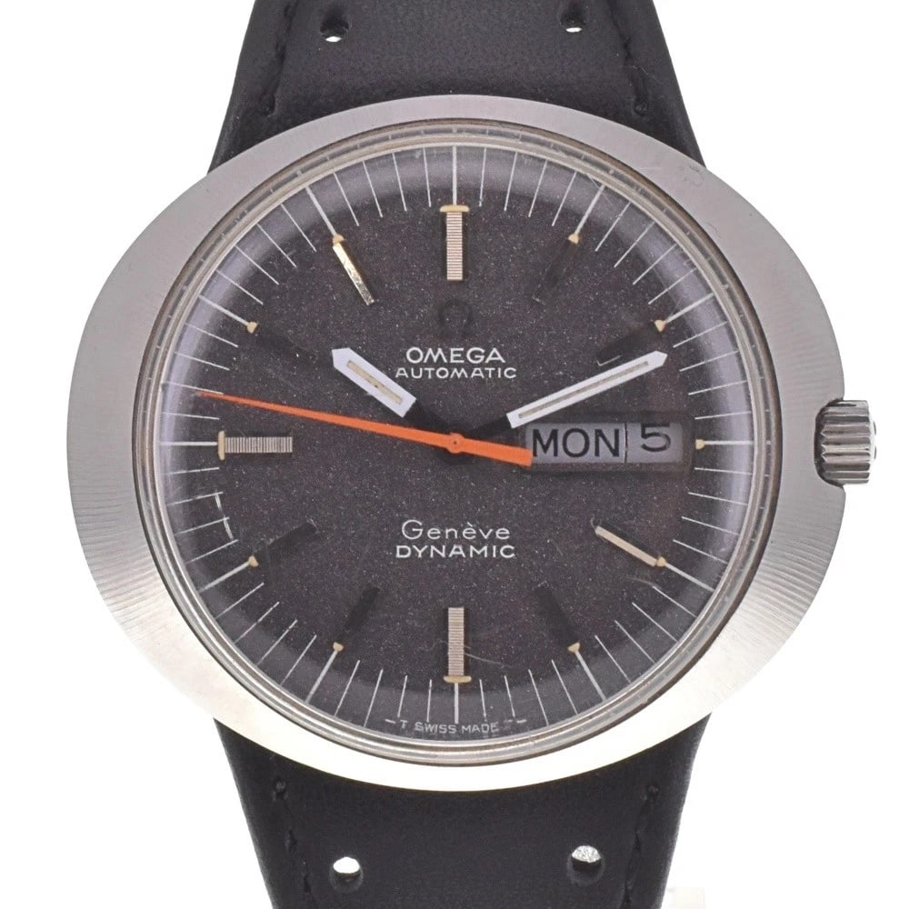 OMEGA GENEVA DYNAMIC DAY DATE GRAY DIAL AUTOMATIC MEN'S WATCH: OMEGA Geneva Dynamic Day date gray Dial Automatic Men's Watch Brand: OMEGA Type/Style: Wristwatch Material: Band Material leather, Case Material Stainless Steel Color: Band Color black, Dial Color gra