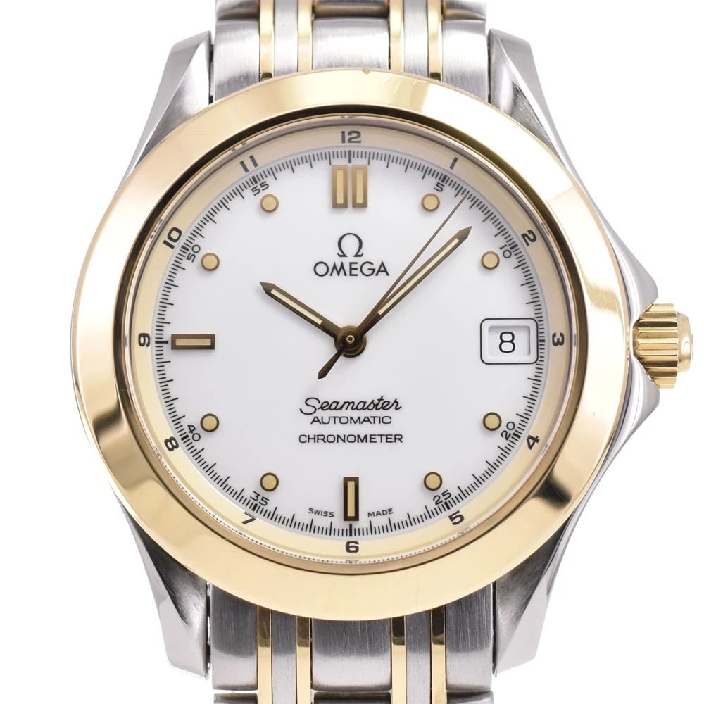 OMEGA SEAMASTER SS/K18YG WHITE DIAL AUTOMATIC MEN'S, WATCH: OMEGA Seamaster SS/K18YG white Dial Automatic Men's, Watch Brand: OMEGA Type/Style: Wristwatch Material: Band Material Stainless Steel/K18YG, Case Material Stainless Steel/K18YG Color: Band Color Silv